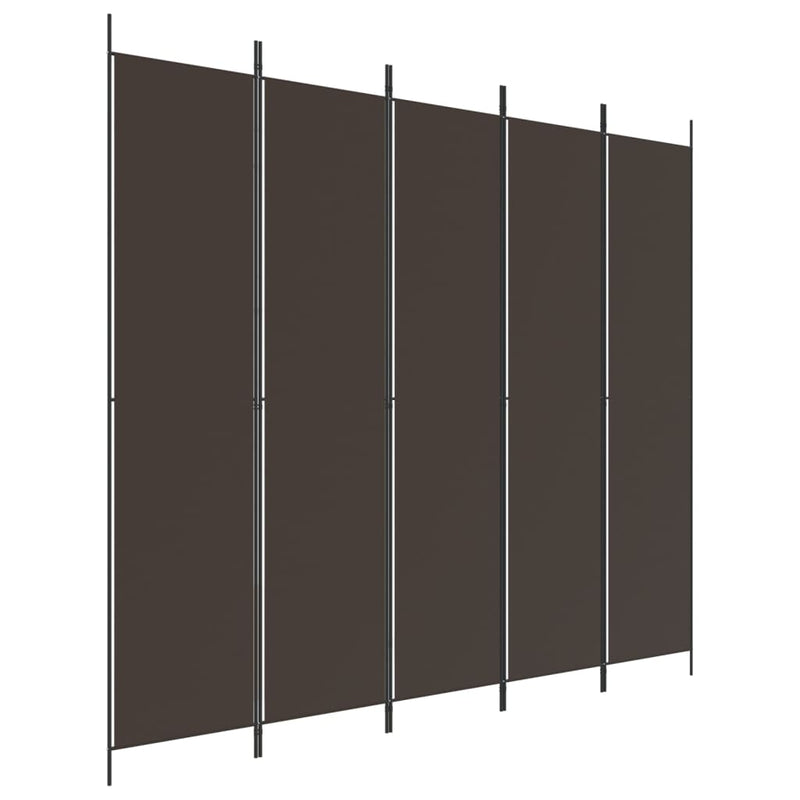 vidaXL 5 paneles barna szövet paraván 250 x 220 cm