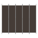 vidaXL 5 paneles barna szövet paraván 250 x 220 cm