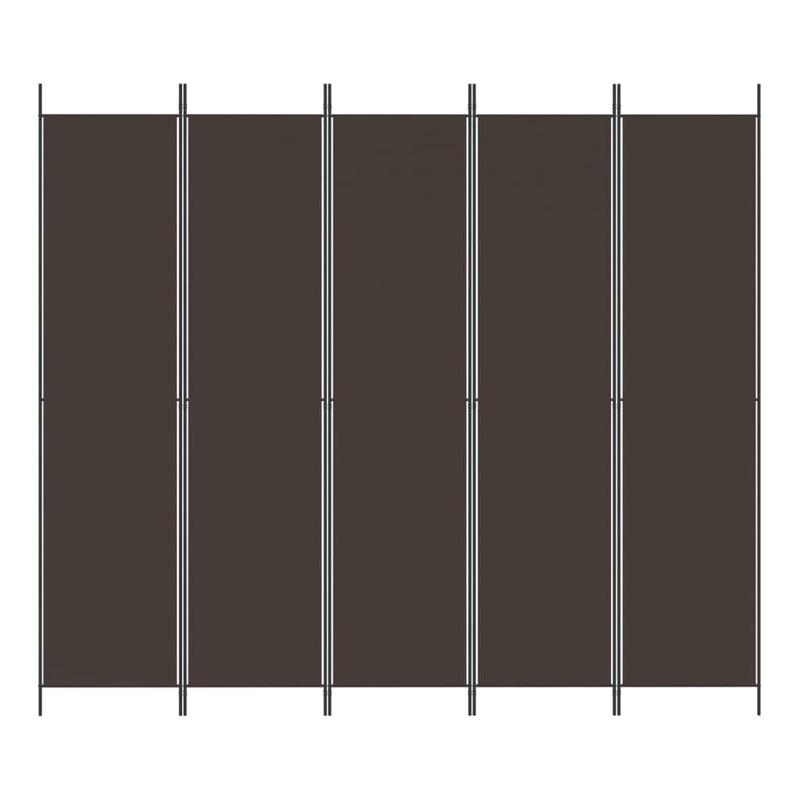 vidaXL 5 paneles barna szövet paraván 250 x 220 cm