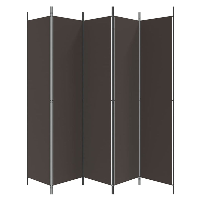 vidaXL 5 paneles barna szövet paraván 250 x 220 cm