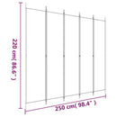 vidaXL 5 paneles barna szövet paraván 250 x 220 cm