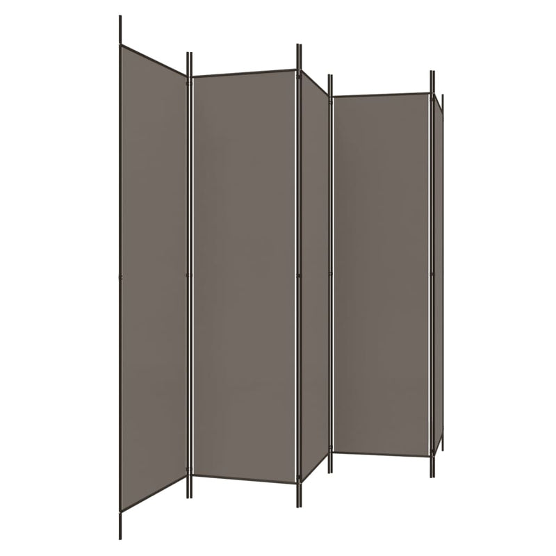 vidaXL 5 paneles antracitszürke szövet térelválasztó 250 x 220 cm