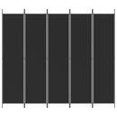 vidaXL 5 paneles fekete szövet térelválasztó 250x220 cm