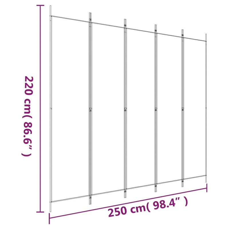 vidaXL 5 paneles fekete szövet térelválasztó 250x220 cm