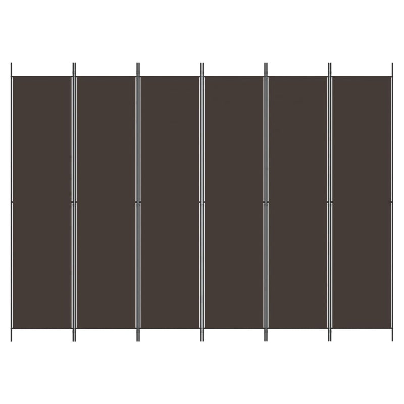 vidaXL 6 paneles barna szövet paraván 300 x 220 cm
