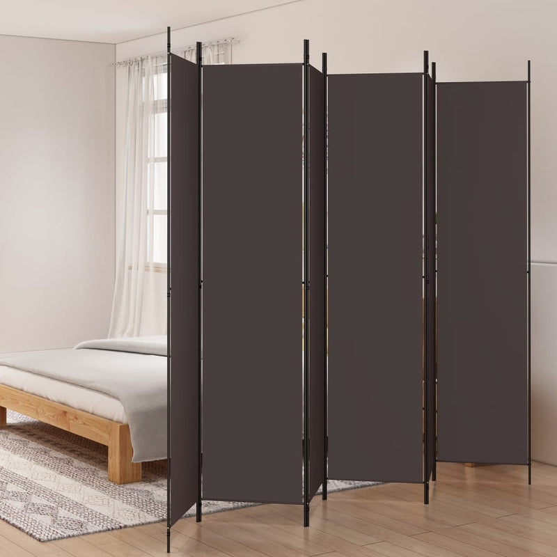 vidaXL 6 paneles barna szövet paraván 300 x 220 cm
