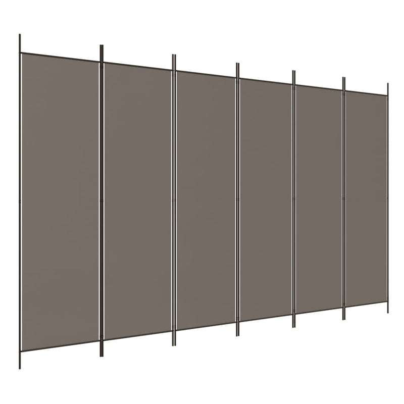 vidaXL 6 paneles antracitszürke szövet térelválasztó 300 x 220 cm