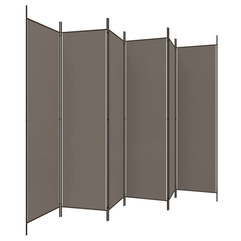 vidaXL 6 paneles antracitszürke szövet térelválasztó 300 x 220 cm