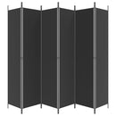 vidaXL 6 paneles fekete szövet térelválasztó 300x220 cm