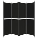 vidaXL 4 paneles fekete szövet térelválasztó 200 x 180 cm