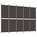 vidaXL 5 paneles barna szövet paraván 250x180 cm