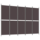 vidaXL 5 paneles barna szövet paraván 250x180 cm