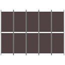 vidaXL 5 paneles barna szövet paraván 250x180 cm