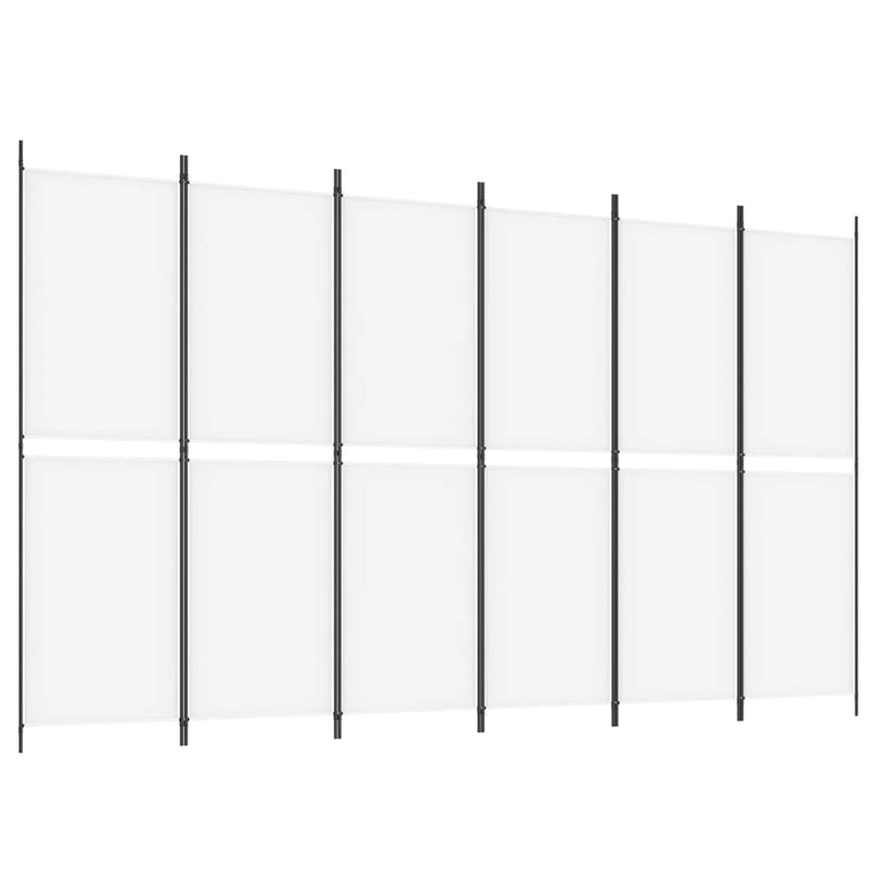 vidaXL 6 paneles fehér szövet térelválasztó 300x180 cm