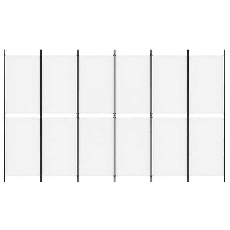 vidaXL 6 paneles fehér szövet térelválasztó 300x180 cm