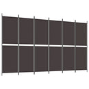 vidaXL 6 paneles barna szövet paraván 300x180 cm