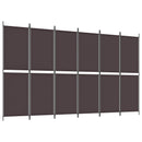 vidaXL 6 paneles barna szövet paraván 300x180 cm