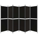 vidaXL 6 paneles fekete szövet térelválasztó 300x180 cm