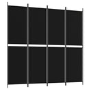 vidaXL 4 paneles fekete szövet térelválasztó 200 x 200 cm