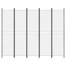 vidaXL fehér 5 paneles paraván 250x200 cm szövet