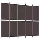 vidaXL 5 paneles barna szövet paraván 250x200 cm