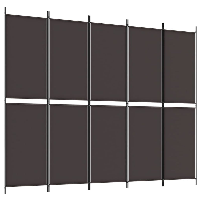 vidaXL 5 paneles barna szövet paraván 250x200 cm