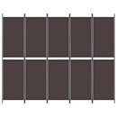 vidaXL 5 paneles barna szövet paraván 250x200 cm