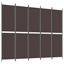 vidaXL 5 paneles barna szövet paraván 250x200 cm