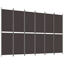 vidaXL 6 paneles barna szövet paraván 300x200 cm
