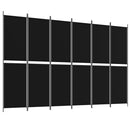 vidaXL 6 paneles fekete szövet térelválasztó 300x200 cm