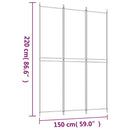 vidaXL fehér 3 paneles szövetparaván 150x220 cm