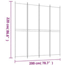 vidaXL 4 paneles fehér szövet térelválasztó 200x220 cm