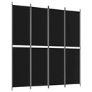 vidaXL 4 paneles fekete szövet térelválasztó 200x220 cm