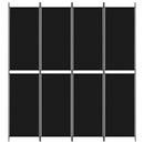 vidaXL 4 paneles fekete szövet térelválasztó 200x220 cm