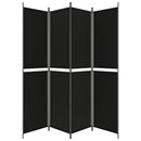 vidaXL 4 paneles fekete szövet térelválasztó 200x220 cm