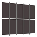 vidaXL 5 paneles barna szövet paraván 250 x 220 cm