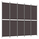 vidaXL 5 paneles barna szövet paraván 250 x 220 cm