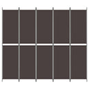 vidaXL 5 paneles barna szövet paraván 250 x 220 cm