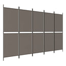 vidaXL 5 paneles antracitszürke szövet térelválasztó 250 x 220 cm