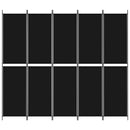 vidaXL 5 paneles fekete szövet térelválasztó 250x220 cm