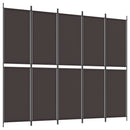 vidaXL 6 paneles barna szövet paraván 300 x 220 cm