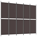 vidaXL 6 paneles barna szövet paraván 300 x 220 cm
