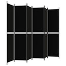 vidaXL 6 paneles fekete szövet térelválasztó 300x220 cm