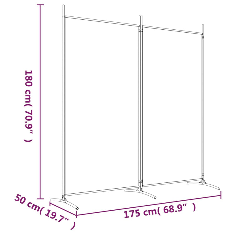 vidaXL 2 paneles fekete szövet térelválasztó 175x180 cm