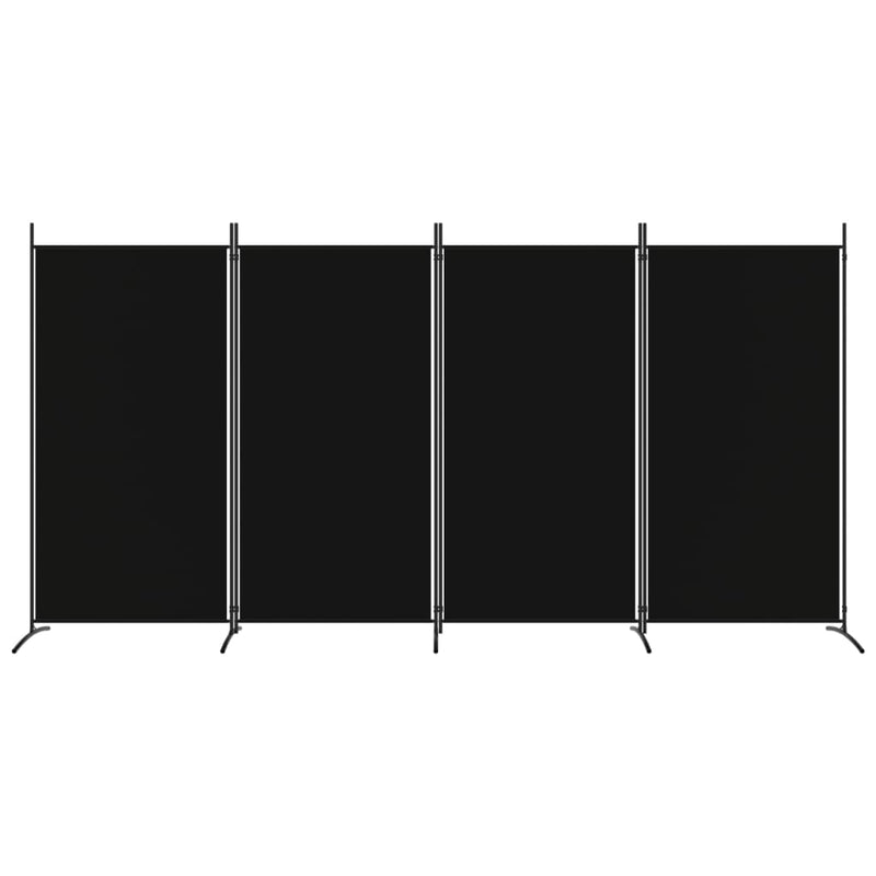 vidaXL 4 paneles fekete szövet térelválasztó 346x180 cm