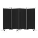 vidaXL 4 paneles fekete szövet térelválasztó 346x180 cm