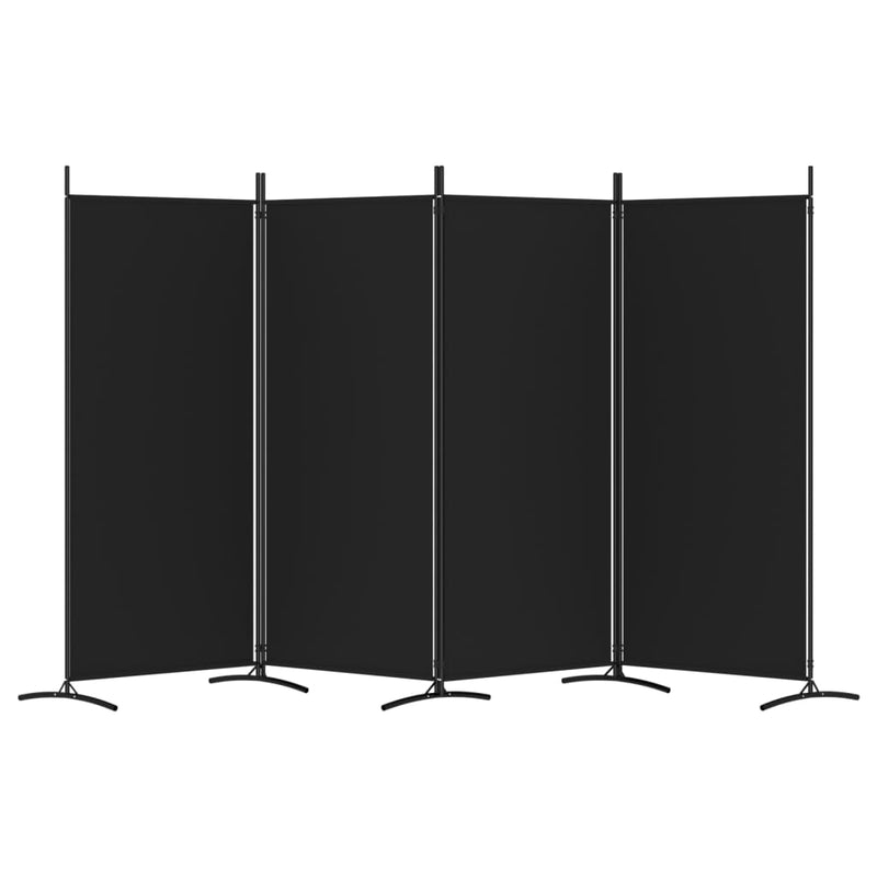 vidaXL 4 paneles fekete szövet térelválasztó 346x180 cm
