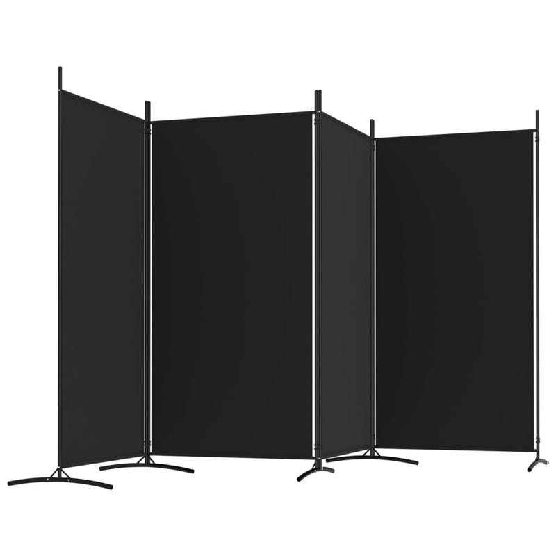 vidaXL 4 paneles fekete szövet térelválasztó 346x180 cm