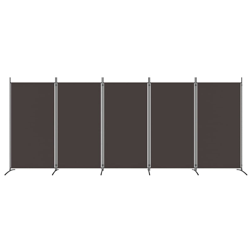vidaXL 5 paneles barna szövet térelválasztó 433 x 180 cm