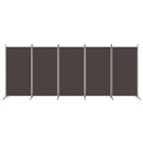 vidaXL 5 paneles barna szövet térelválasztó 433 x 180 cm
